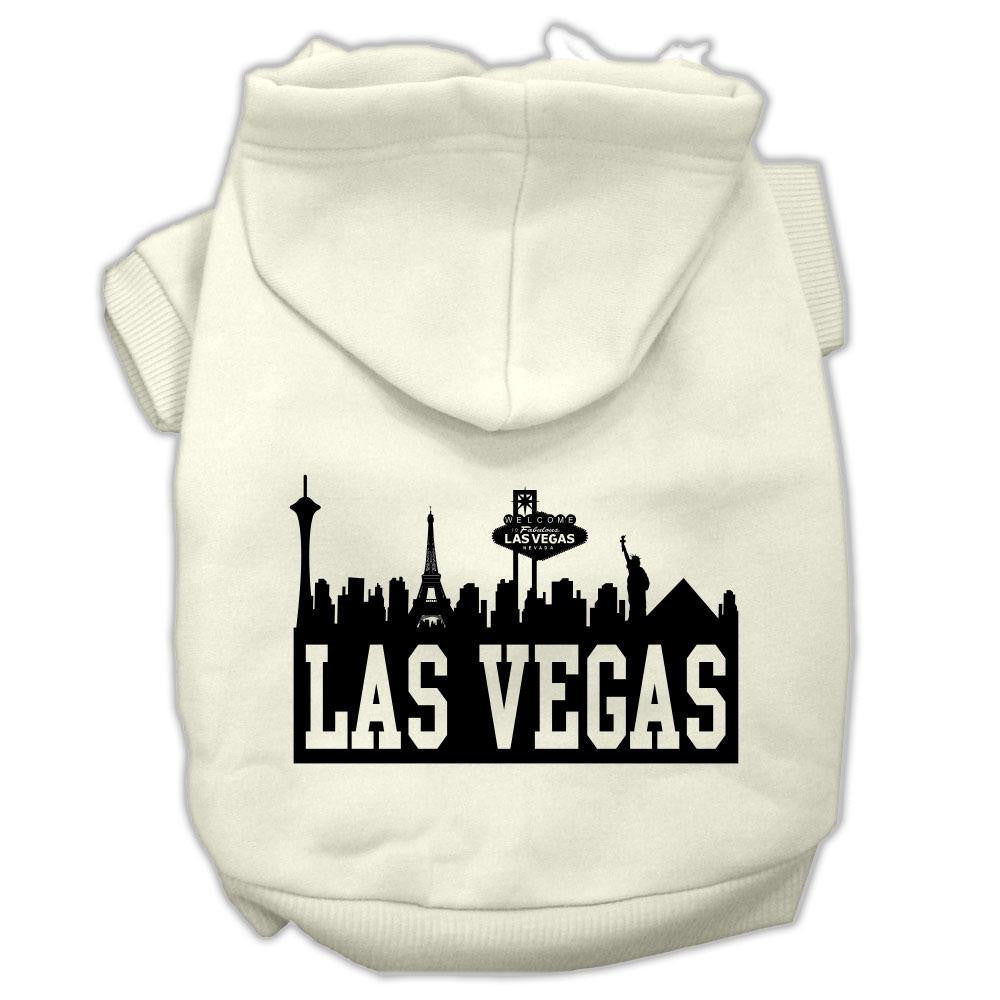 Las Vegas Skyline Screen Print Pet Hoodies Cream Size XL (16)