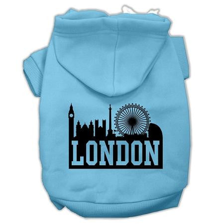 London Skyline Screen Print Pet Hoodies Baby Blue Size XL (16)