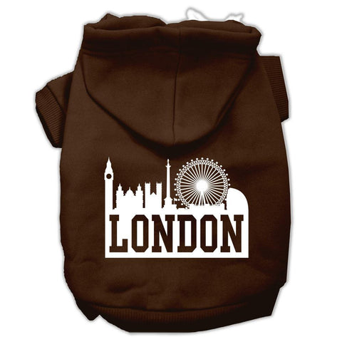 London Skyline Screen Print Pet Hoodies Brown Size XS (8)