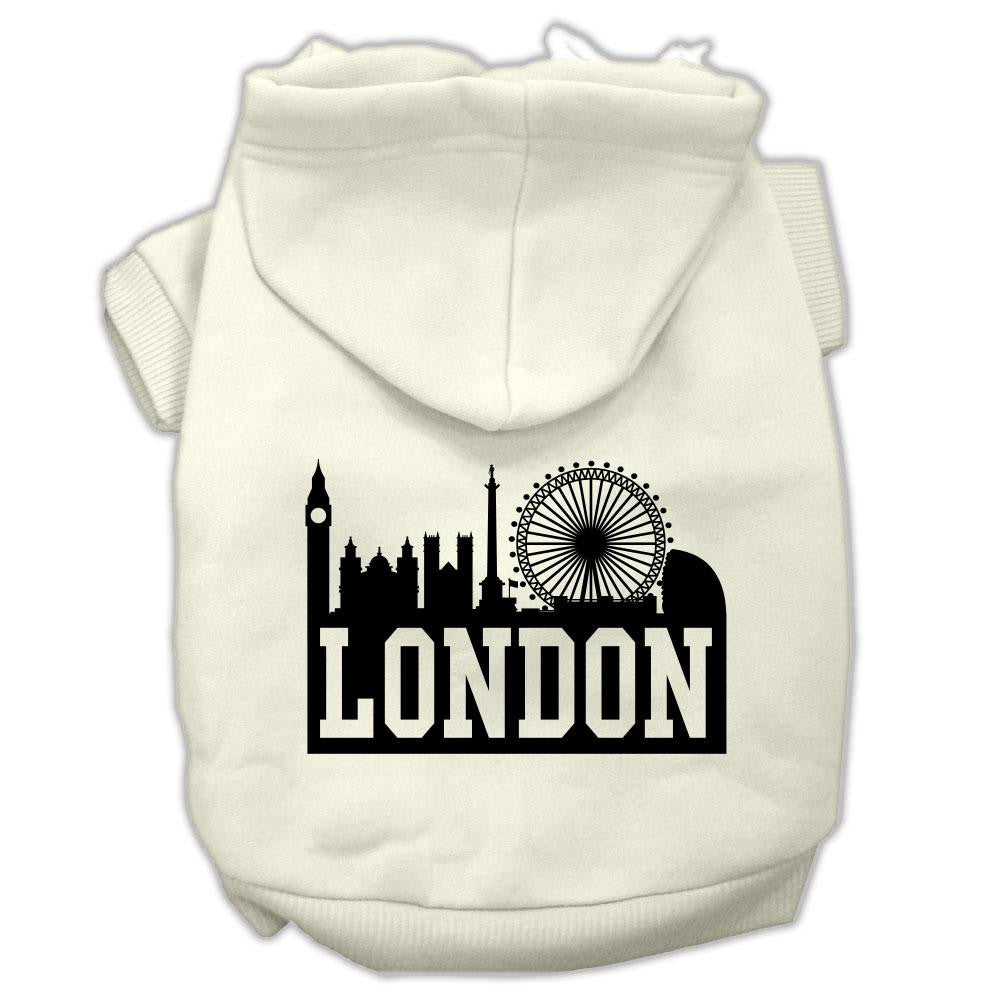 London Skyline Screen Print Pet Hoodies Cream Size XS (8)