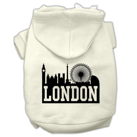 London Skyline Screen Print Pet Hoodies Cream Size XXL (18)