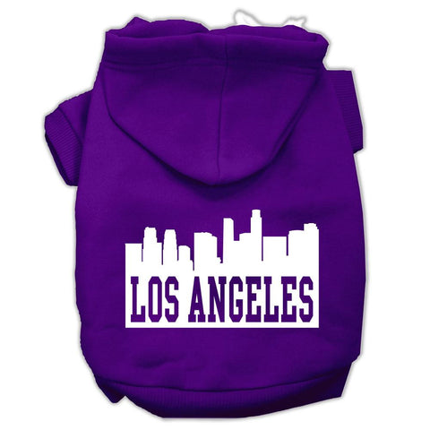 Los Angeles Skyline Screen Print Pet Hoodies Purple Size Lg (14)