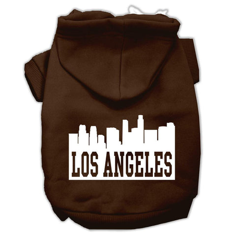 Los Angeles Skyline Screen Print Pet Hoodies Brown Size Sm (10)