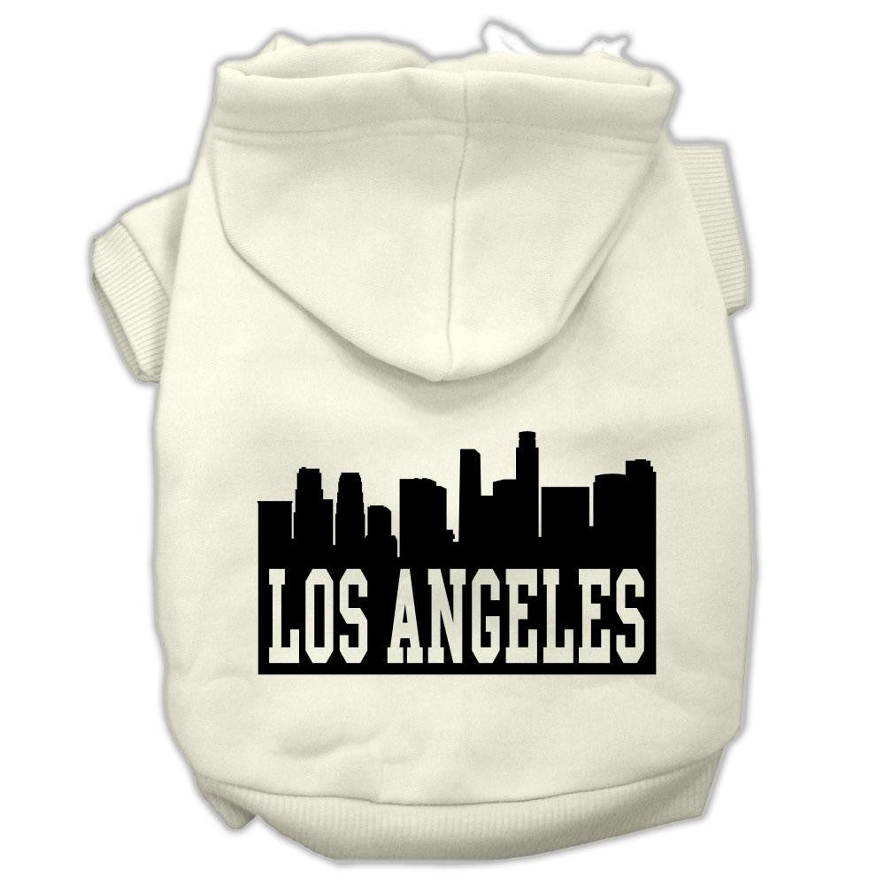 Los Angeles Skyline Screen Print Pet Hoodies Cream Size XL (16)