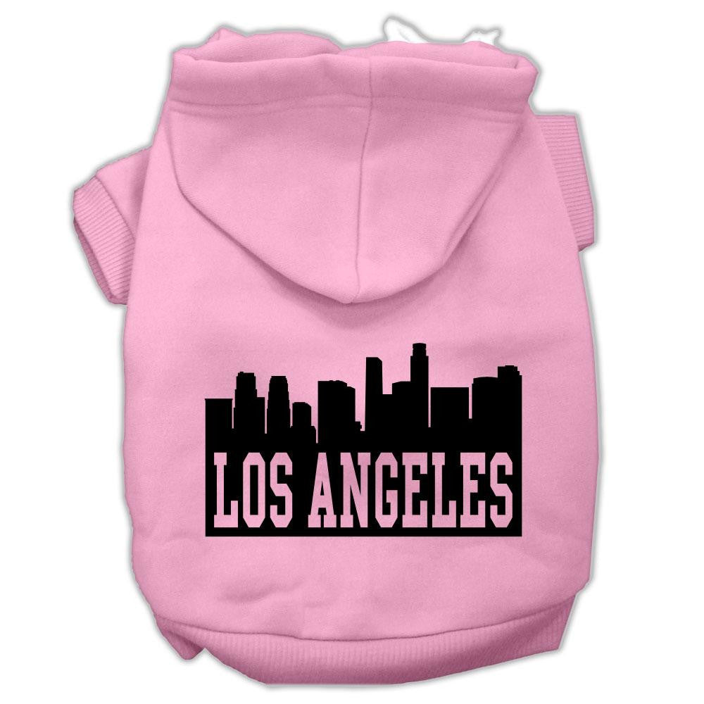 Los Angeles Skyline Screen Print Pet Hoodies Light Pink Size XL (16)