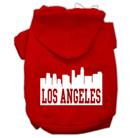 Los Angeles Skyline Screen Print Pet Hoodies Red Size XXXL (20)