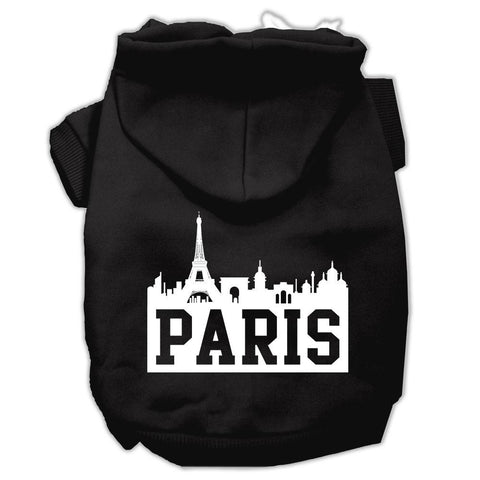 Paris Skyline Screen Print Pet Hoodies Black Size Lg (14)