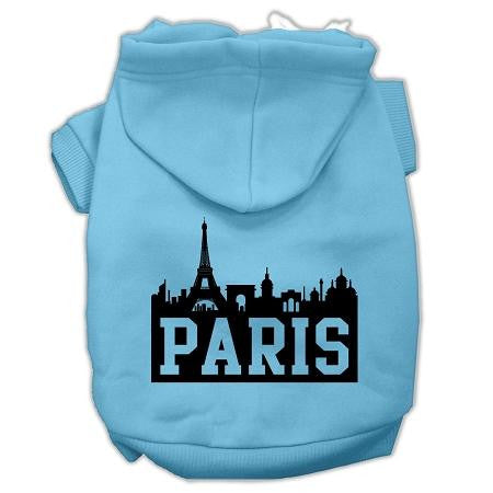 Paris Skyline Screen Print Pet Hoodies Baby Blue Size Med (12)