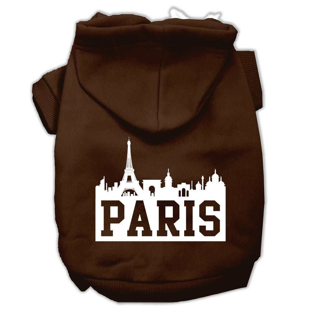 Paris Skyline Screen Print Pet Hoodies Brown Size Med (12)