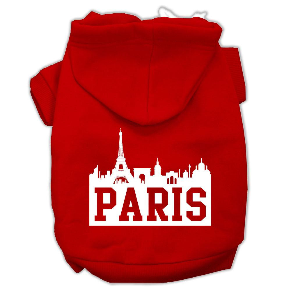 Paris Skyline Screen Print Pet Hoodies Red Size Med (12)