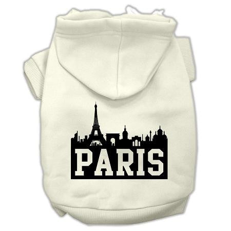 Paris Skyline Screen Print Pet Hoodies Cream Size XL (16)