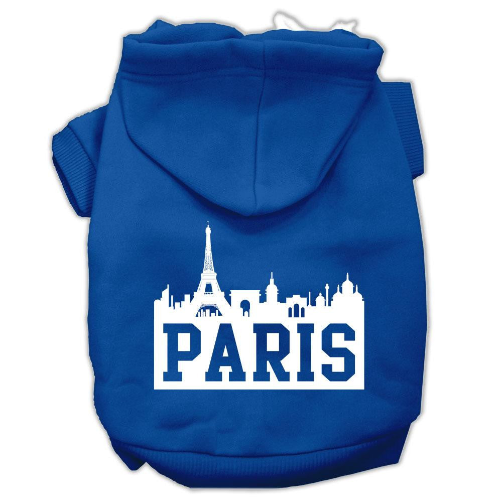 Paris Skyline Screen Print Pet Hoodies Blue Size XS (8)