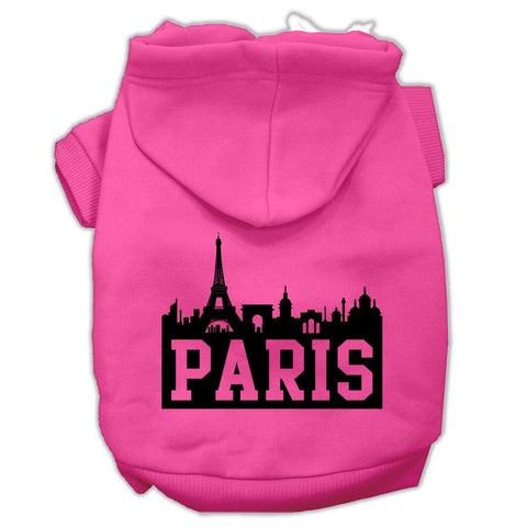 Paris Skyline Screen Print Pet Hoodies Bright Pink Size XS (8)