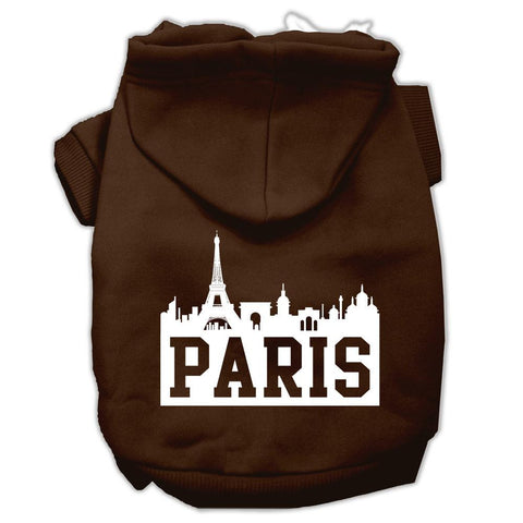 Paris Skyline Screen Print Pet Hoodies Brown Size XXXL (20)