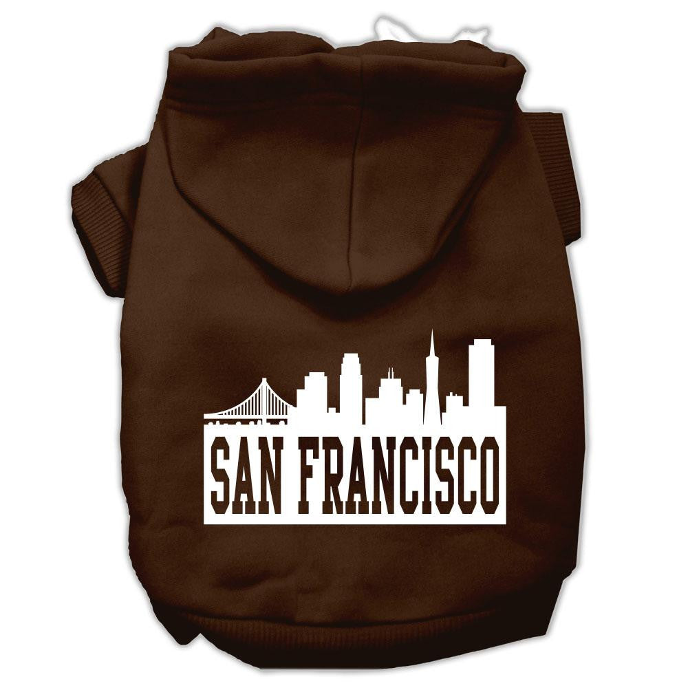 San Francisco Skyline Screen Print Pet Hoodies Brown Size Lg (14)