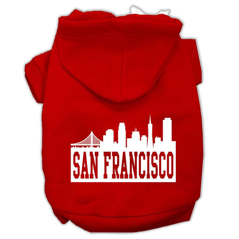 San Francisco Skyline Screen Print Pet Hoodies Red Size Lg (14)