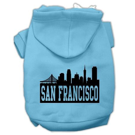 San Francisco Skyline Screen Print Pet Hoodies Baby Blue Size Med (12)