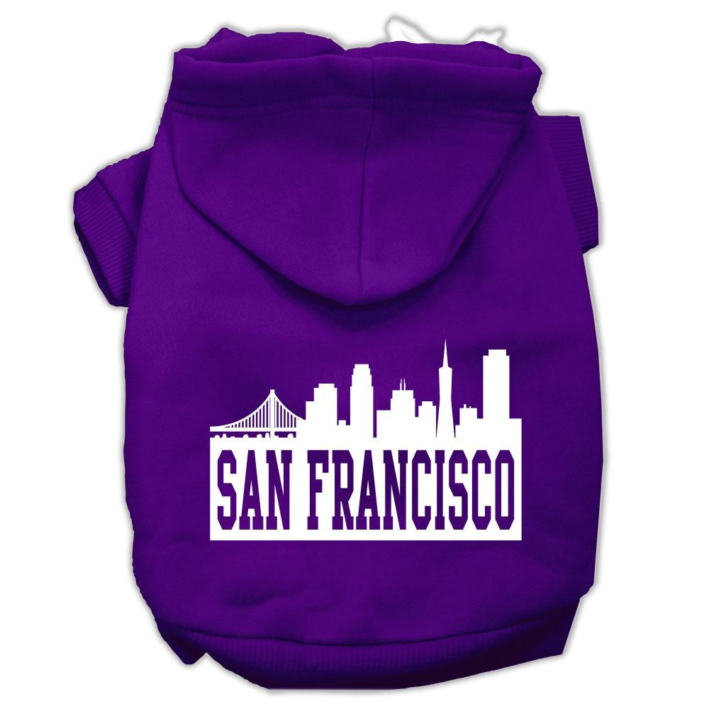 San Francisco Skyline Screen Print Pet Hoodies Purple Size XL (16)