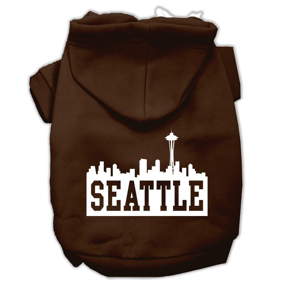 Seattle Skyline Screen Print Pet Hoodies Brown Size XS (8)