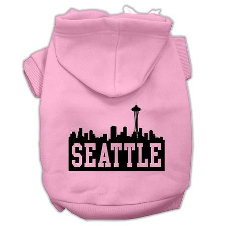 Seattle Skyline Screen Print Pet Hoodies Light Pink Size XXL (18)