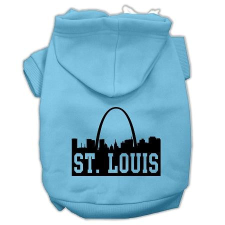 St Louis Skyline Screen Print Pet Hoodies Baby Blue Size Med (12)