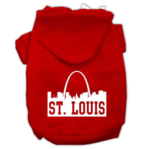 St Louis Skyline Screen Print Pet Hoodies Red Size Med (12)