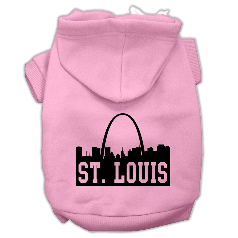 St Louis Skyline Screen Print Pet Hoodies Light Pink Size XL (16)