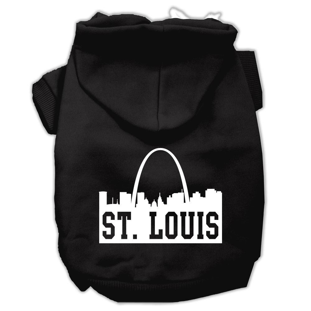 St Louis Skyline Screen Print Pet Hoodies Black Size XS (8)