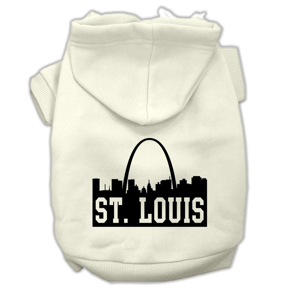 St Louis Skyline Screen Print Pet Hoodies Cream Size XS (8)