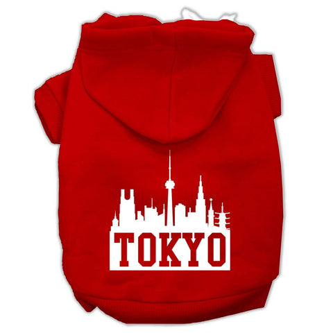 Tokyo Skyline Screen Print Pet Hoodies Red Size Lg (14)