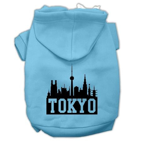 Tokyo Skyline Screen Print Pet Hoodies Baby Blue Size Med (12)