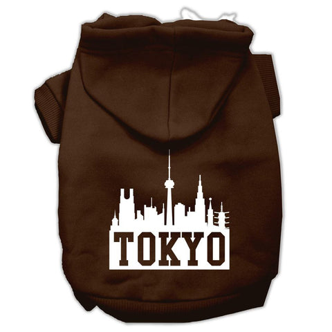 Tokyo Skyline Screen Print Pet Hoodies Brown Size Med (12)