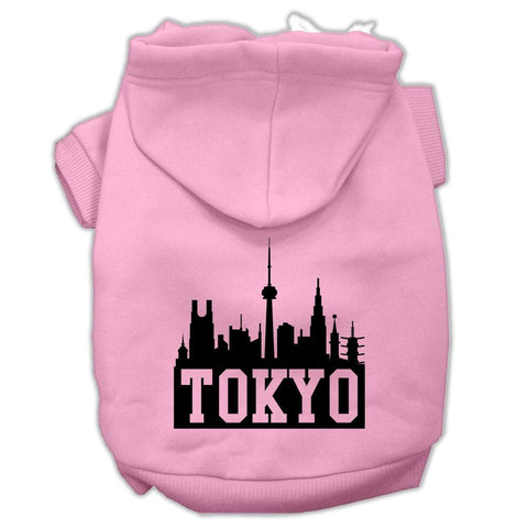 Tokyo Skyline Screen Print Pet Hoodies Light Pink Size XL (16)