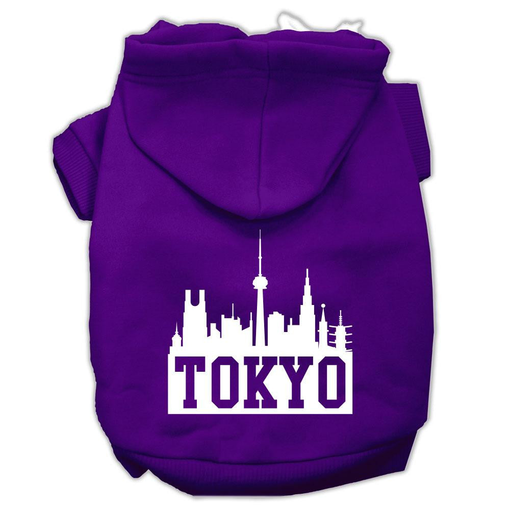 Tokyo Skyline Screen Print Pet Hoodies Purple Size XL (16)