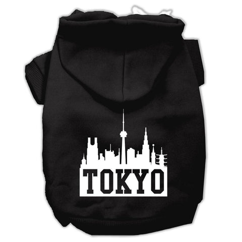 Tokyo Skyline Screen Print Pet Hoodies Black Size XS (8)