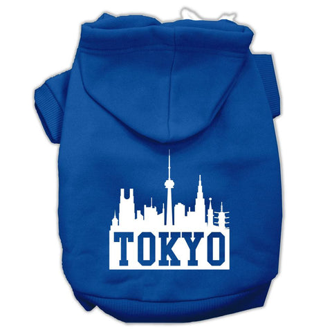 Tokyo Skyline Screen Print Pet Hoodies Blue Size XXL (18)