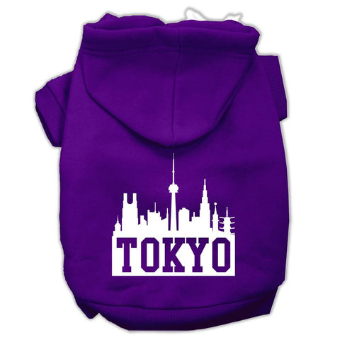 Tokyo Skyline Screen Print Pet Hoodies Purple Size XXL (18)