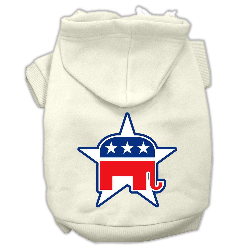 Republican Screen Print Pet Hoodies Cream Size XS (8)