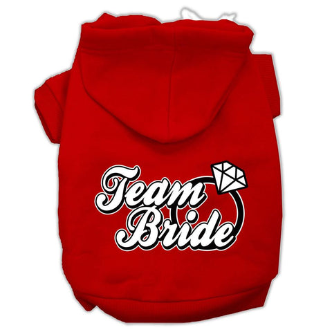 Team Bride Screen Print Pet Hoodies Red Size XS (8)