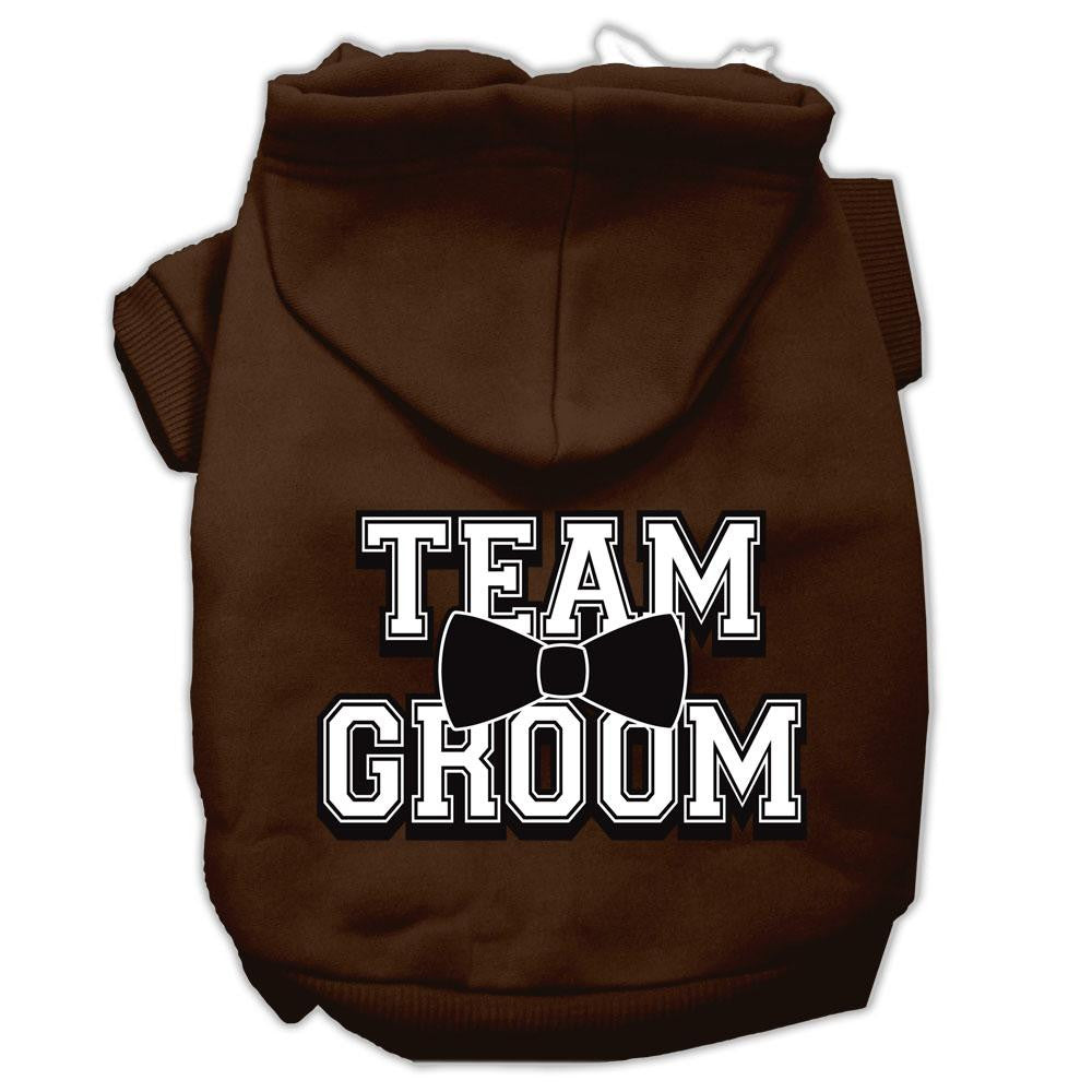 Team Groom Screen Print Pet Hoodies Brown Size Lg (14)