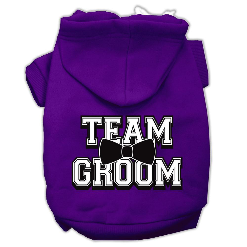 Team Groom Screen Print Pet Hoodies Purple Size Lg (14)