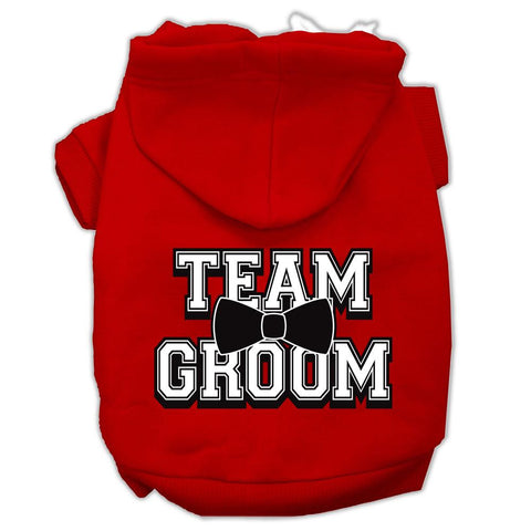 Team Groom Screen Print Pet Hoodies Red Size Lg (14)