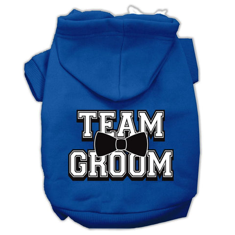 Team Groom Screen Print Pet Hoodies Blue Size XS (8)