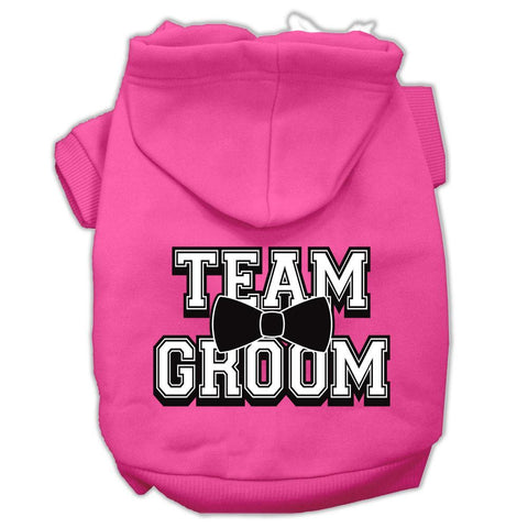 Team Groom Screen Print Pet Hoodies Bright Pink Size XS (8)