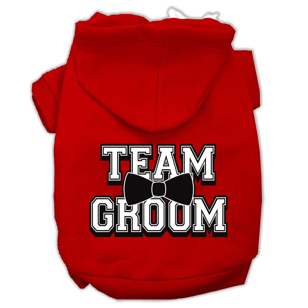 Team Groom Screen Print Pet Hoodies Red Size XXXL (20)