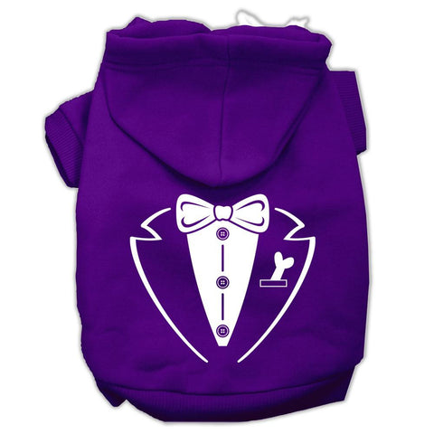 Tuxedo Screen Print Pet Hoodies Purple Size Sm (10)