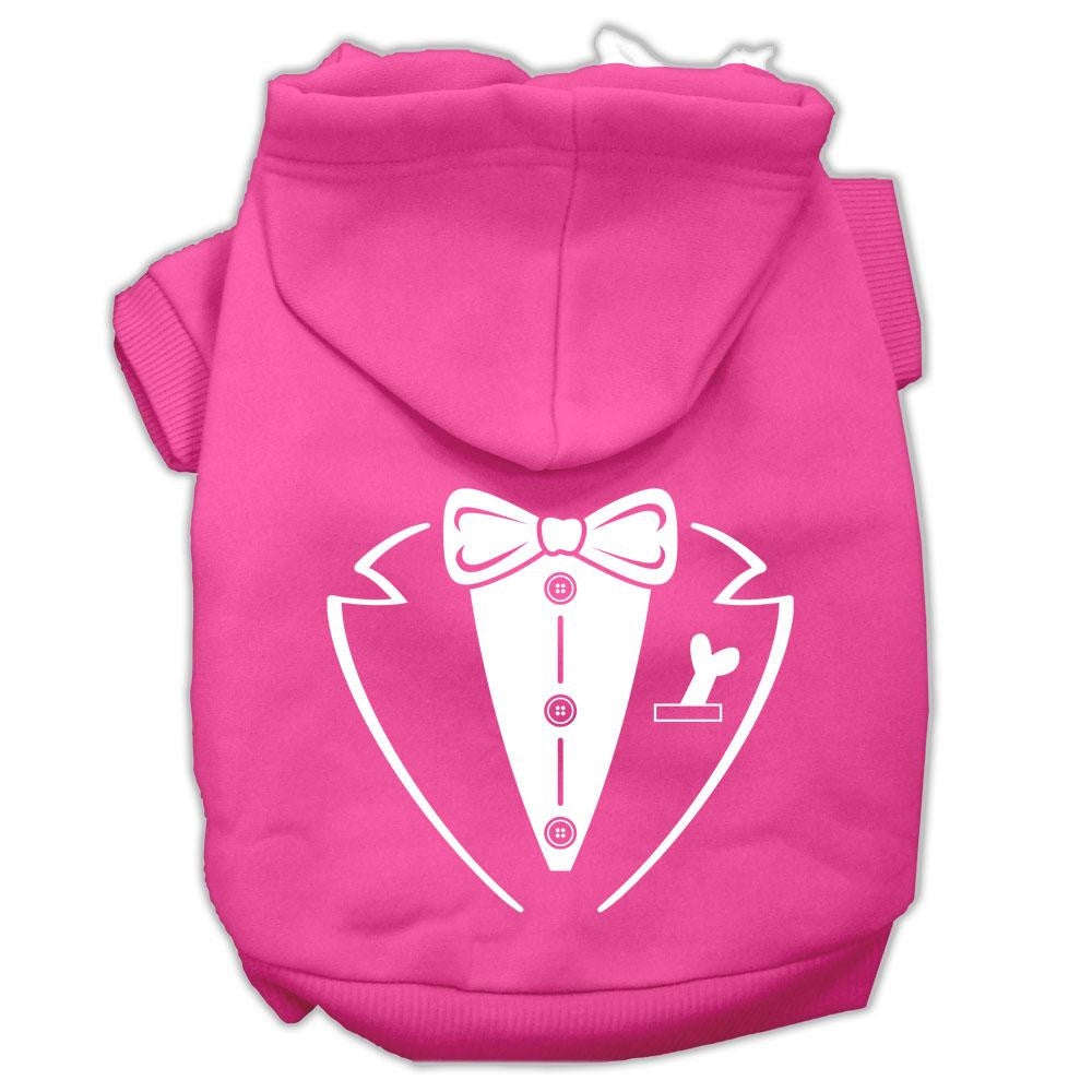 Tuxedo Screen Print Pet Hoodies Bright Pink Size XS (8)