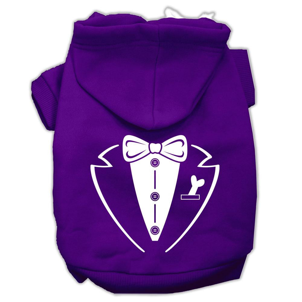 Tuxedo Screen Print Pet Hoodies Purple Size XS (8)