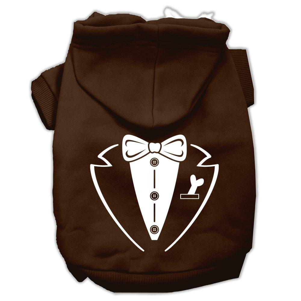 Tuxedo Screen Print Pet Hoodies Brown Size XXL (18)