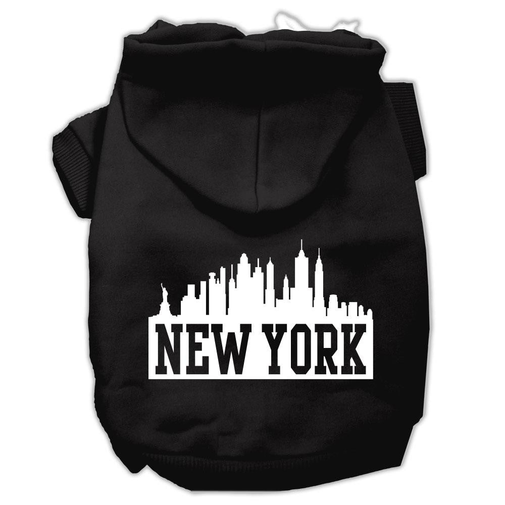 New York Skyline Screen Print Pet Hoodies Black Size Lg (14)